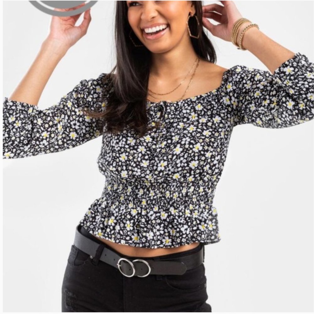 NWT Franchesca's Anjelah Floral Smock Waist XS